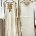 Off White Gold Zardozi Suit Sheesha Booti And Dupatta