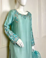 Sea Green Suit with Turquoise Floral Embroidery - Image 4