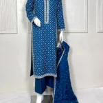 Teal Blue Suit with Silver Jaal Embroidery