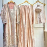 Blush Pink Tissue Jacket with Cutwork Hem & Potli