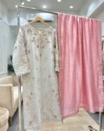 White Pearl Moti Suit with Pink Resham And Dupatta - Image 2