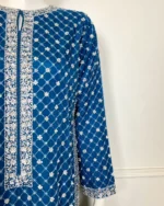 Teal Blue Suit with Silver Jaal Embroidery - Image 3