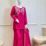 Pink Sharara Suit with Silver Embroidery