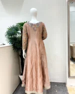 Dusty Rose Organza Anarkali Maxi Heavy Multicolor Embroidery - Image 5