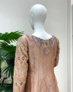 Dusty Rose Organza Anarkali Maxi Heavy Multicolor Embroidery - Image 4
