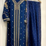 Navy Blue Kaftan Kurti with Gold Zardozi Border