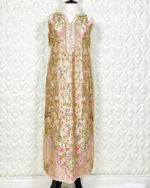 Peach Shimmer Kurta with Floral Zardozi Embroidery