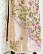 Peach Shimmer Kurta with Floral Zardozi Embroidery - Image 5