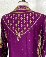 Royal Purple Kaftan with Gold Zardozi Embroidery - Image 4