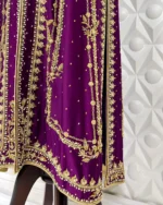 Royal Purple Kaftan with Gold Zardozi Embroidery - Image 3