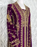 Royal Purple Kaftan with Gold Zardozi Embroidery - Image 2
