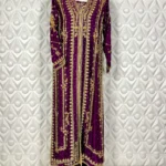 Royal Purple Kaftan with Gold Zardozi Embroidery