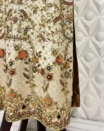 Ivory Floral Zardozi Kurta with Sequin Jaal Work - Image 3