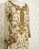 Ivory Floral Zardozi Kurta with Sequin Jaal Work - Image 2