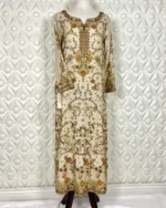 Ivory Floral Zardozi Kurta with Sequin Jaal Work