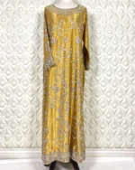 Mustard Gold Shimmer Kurta with Silver Florals
