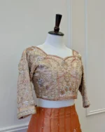 Rust Orange Lehenga with Embroidered Blouse - Image 2