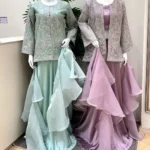 Layered Ruffle Skirt Suit with Embroidered Jacket