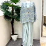 Blue Floral Embroidered Jacket Style Suit