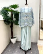 Blue Floral Embroidered Jacket Style Suit