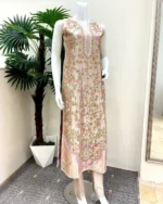 Peach Shimmer Kurta with Floral Zardozi Embroidery - Image 4