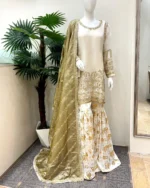 Ivory Gold Zardozi Kurta with Printed Gharara
