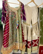 Olive Multicolor Kurta with Tri-Color Gharara - Image 2