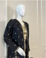 Open Jacket Suit Pearl And Gold Embroidery with Gold Inner - Image 3