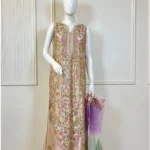 Rose Gold Metallic Kurta Set Pastel Floral Embroidery And Ombre Dupatta