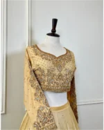 Gold Silk Lehenga Set Heavy Zardozi And Dabka Embroidered Choli - Image 4