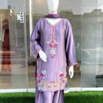 Lilac Kurta with Multicolor Floral Embroidery