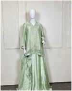 Hand-Embellished Short Kurta with Sequinned Trail Lehenga