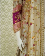 Zardozi Floral Embroidered Front-Open Suit with Sequin Dupatta - Image 2
