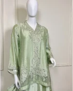 Hand-Embellished Short Kurta with Sequinned Trail Lehenga - Image 2