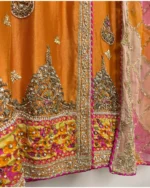 Heavy Embroidered Angrakha Style Suit with Shimmer Sharara Set - Image 4