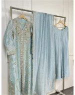 Zardozi And Sequin Embroidered Long Kurta with Embellished Dupatta - Image 3
