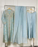 Zardozi And Sequin Embroidered Long Kurta with Embellished Dupatta