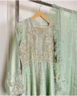 Embroidered Yoke Frock Style Suit with Sequin Net Dupatta - Image 3
