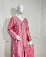 Graceful 3-Piece Suit Sequin Vine Work with Wide-Leg Sharara - Image 2