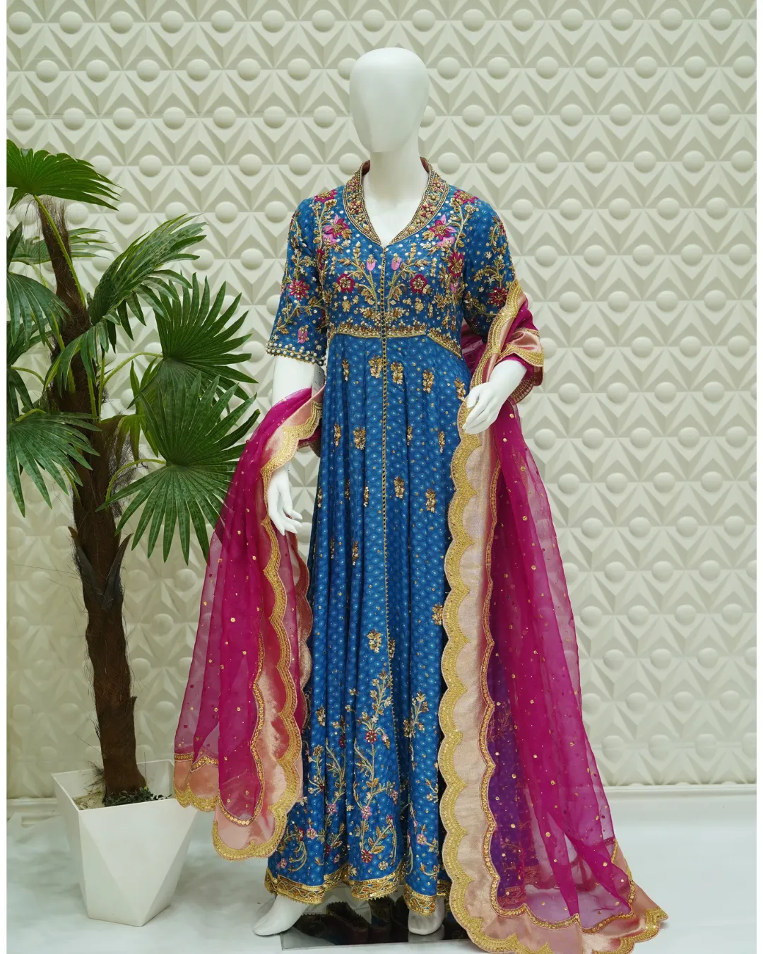 1 (6) Bandhani Anarkali with Zardozi And Scallop Dupatta - Image 1