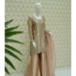 Tissue Silk Kurta with Zardozi And Sharara Set