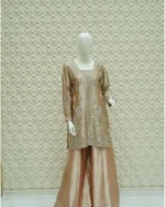 Tissue Silk Kurta with Zardozi And Sharara Set - Image 2