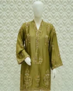 Hand-Embroidered 3-Piece Suit with Organza Applique Dupatta - Image 2