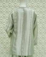 Pearl Zardozi Embellished Cape Jacket 3Pc Suit with Dupatta - Image 4