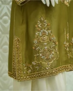 Hand-Embroidered 3-Piece Suit with Organza Applique Dupatta - Image 3