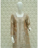 Tissue Silk Kurta with Zardozi And Sharara Set - Image 3