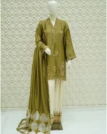 Hand-Embroidered 3-Piece Suit with Organza Applique Dupatta