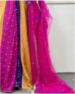 Royal Blue Embroidered Jacket with Pink Crop Top - Image 5