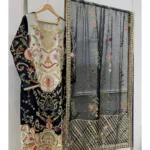 Embellished Kurta Set with Floral Printed Net Dupatta