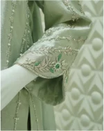 Pearl Zardozi Embellished Cape Jacket 3Pc Suit with Dupatta - Image 3